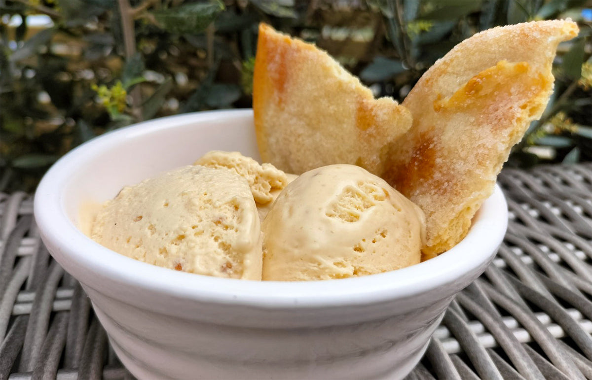 Almond and Honey Turron Ice Cream with Torta Cookies