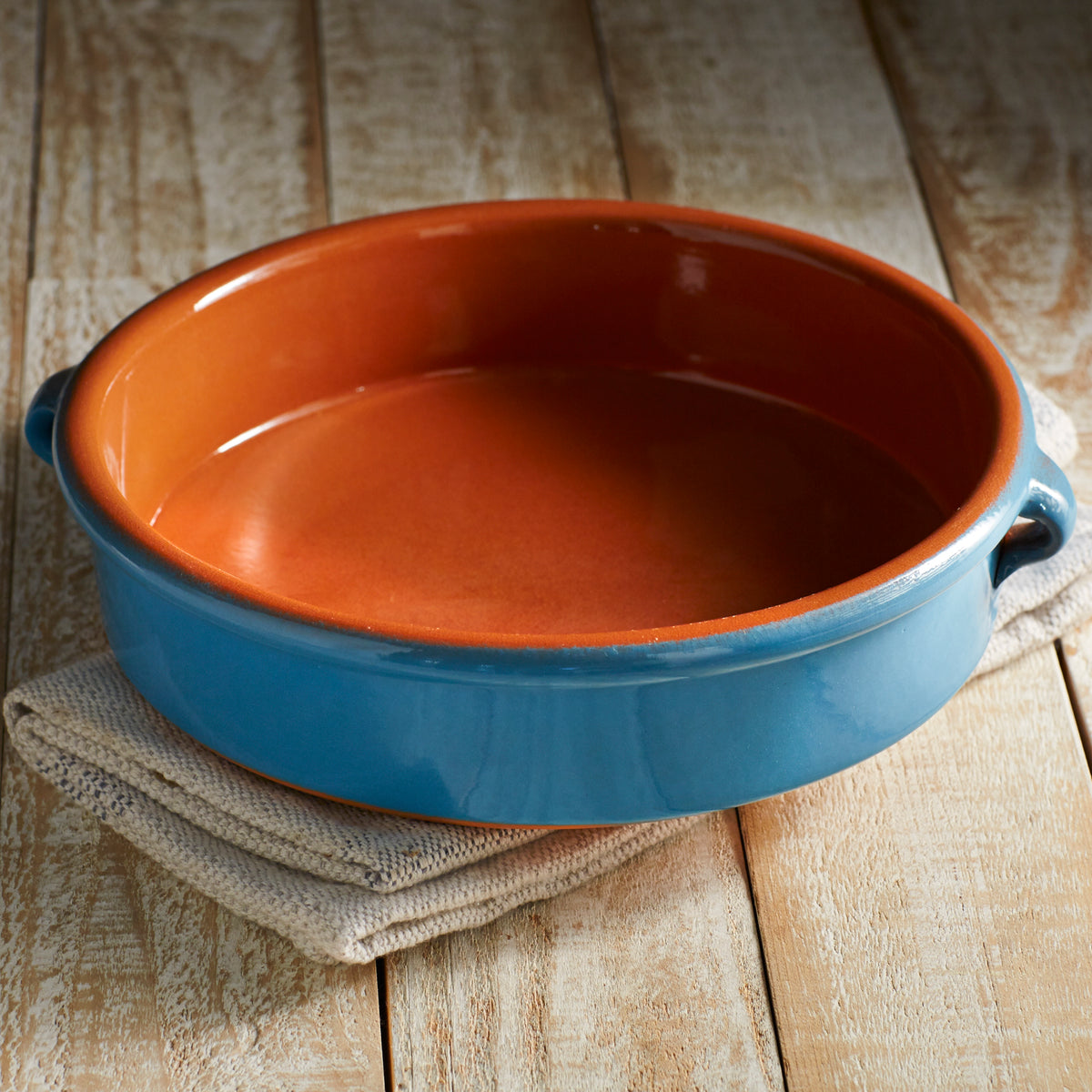Mediterranean Blue Terra Cotta Cazuela - 9.5 Inches
