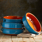 Mediterranean Blue Terra Cotta Cazuelas - 8 Inches (4 Dishes)