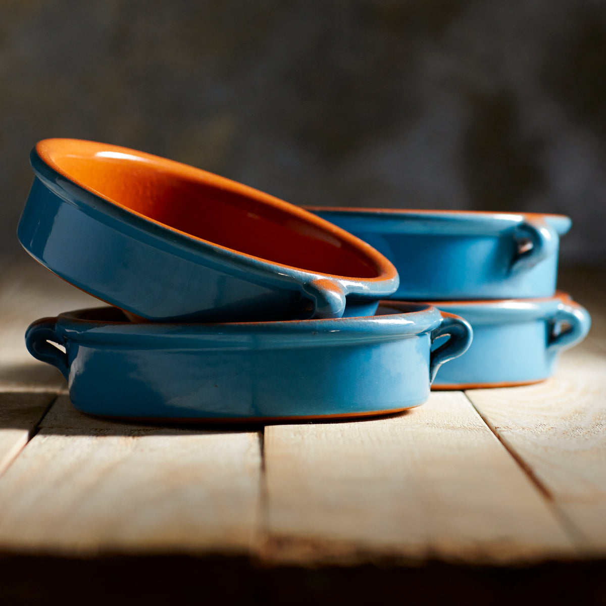 Mediterranean Blue Terra Cotta Cazuelas – 6 Inches (4 Dishes)