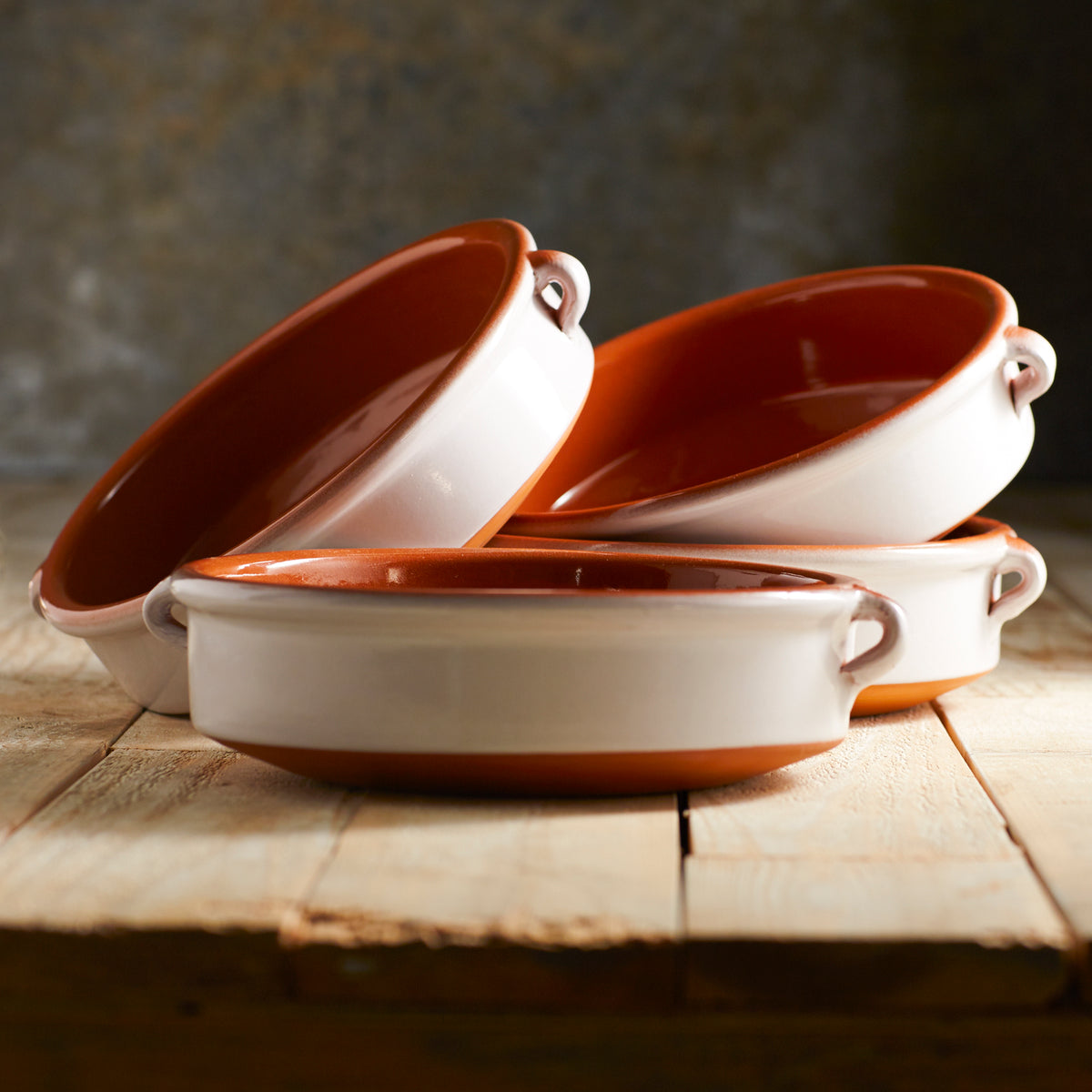 Cloud White Terra Cotta Cazuelas - 8 Inches (4 Dishes)