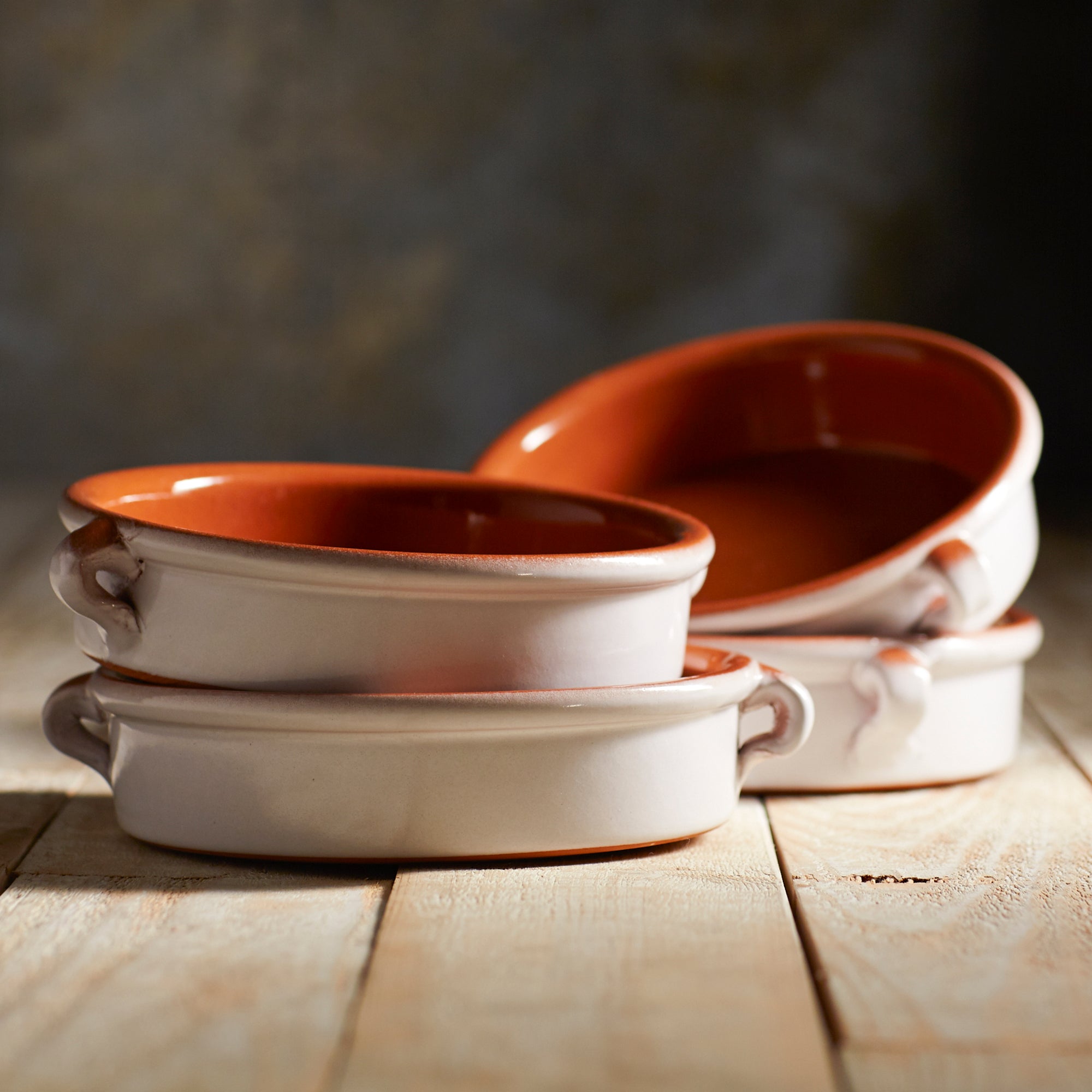 Cloud White Terra Cotta Cazuelas – 6 Inches (4 Dishes)