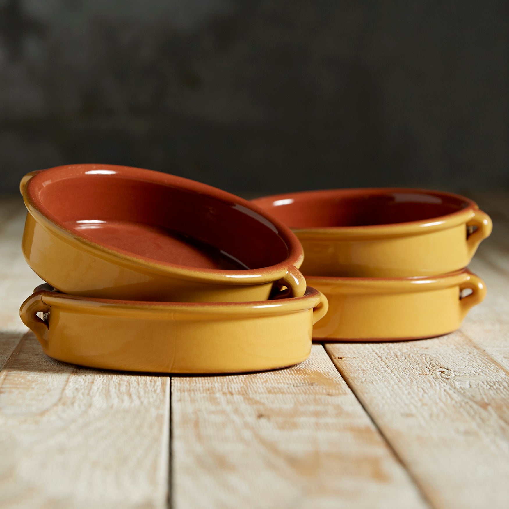 Sunflower Yellow Terra Cotta Cazuelas - 6 Inches (4 Dishes)