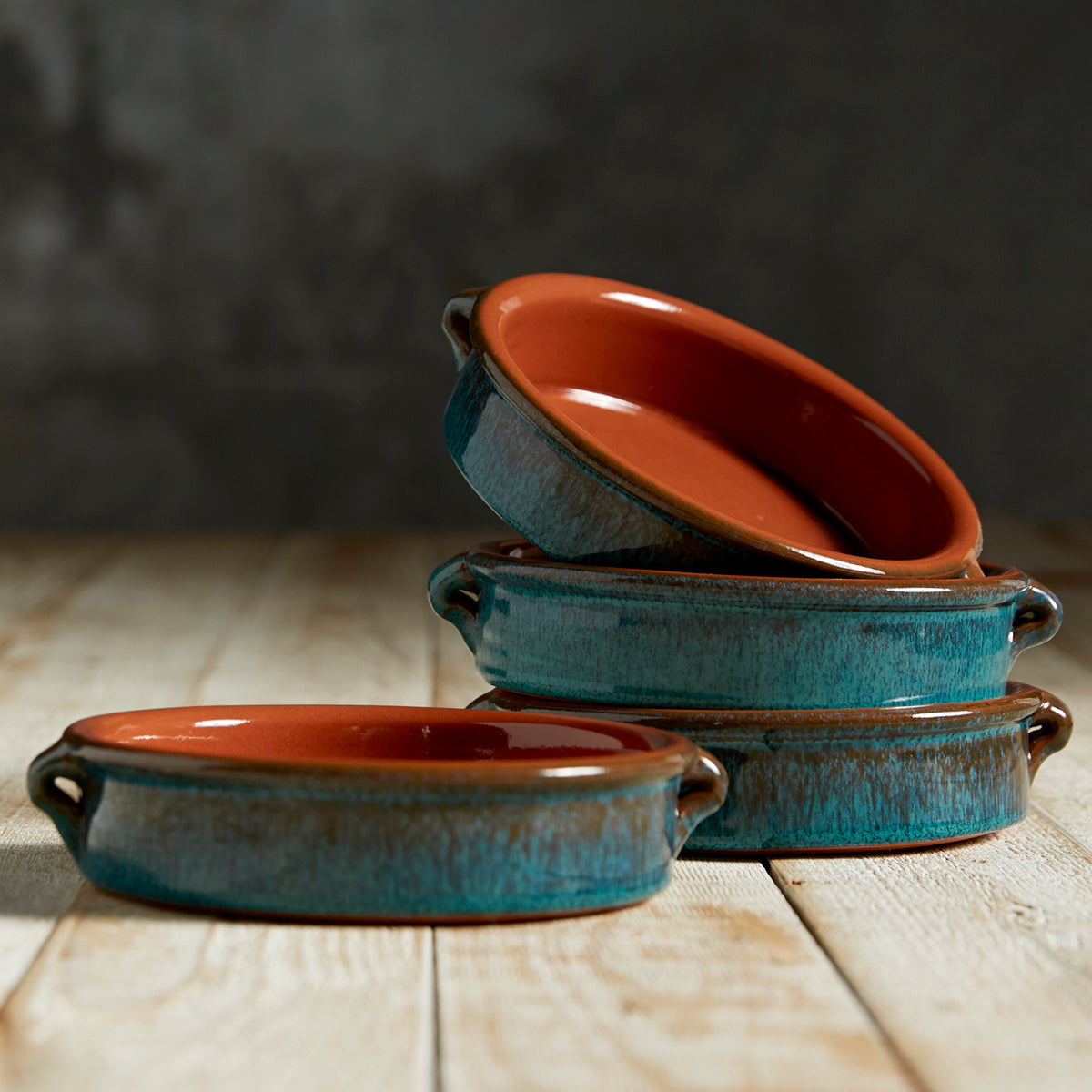 Emerald Green Terra Cotta Cazuelas – 6 Inches (4 Dishes)