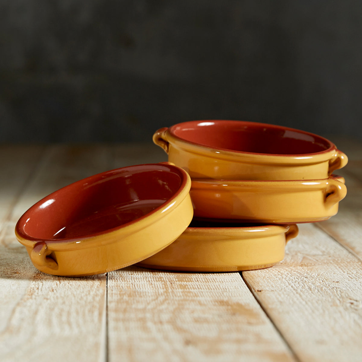 Sunflower Yellow Terra Cotta Cazuelas – 4.5 Inches (4 Dishes)
