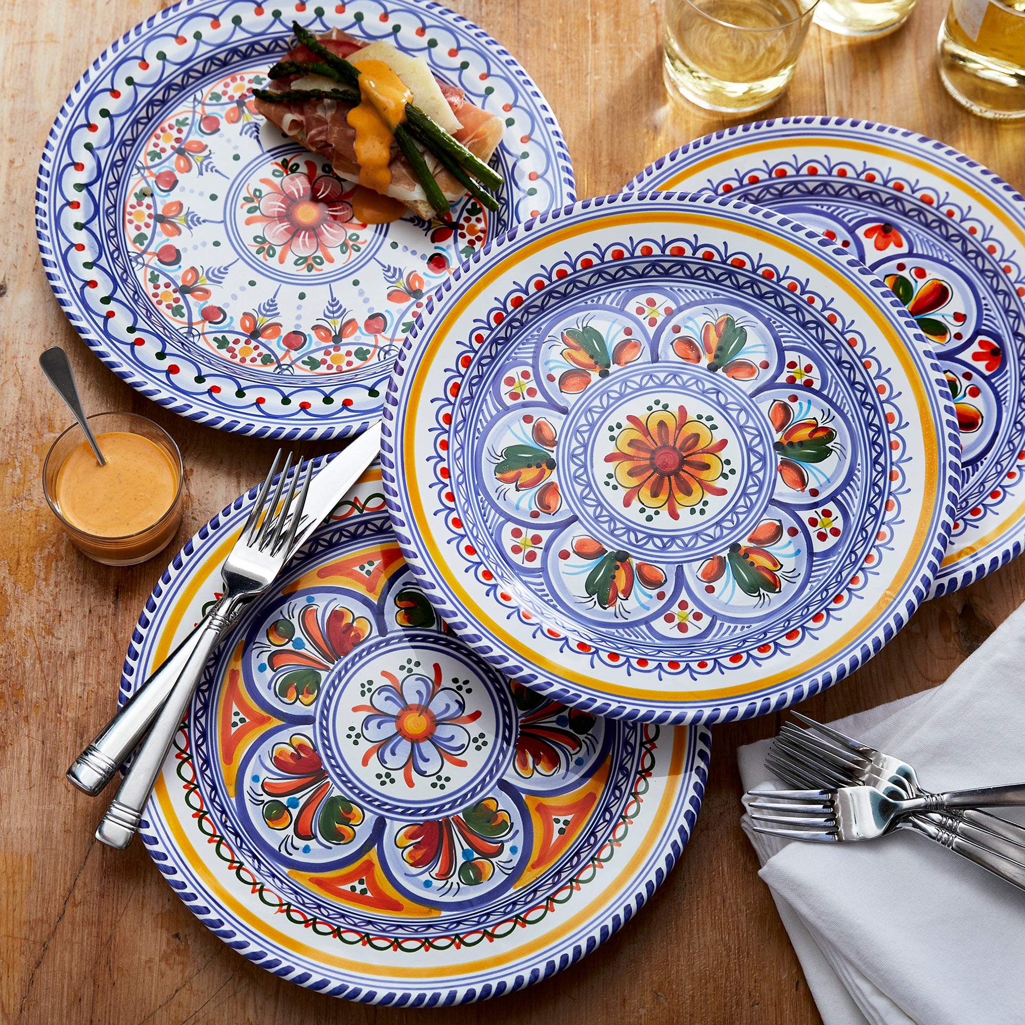 Photo of stack of four Traditional Design 11 inch Ceramic Dinner Plates