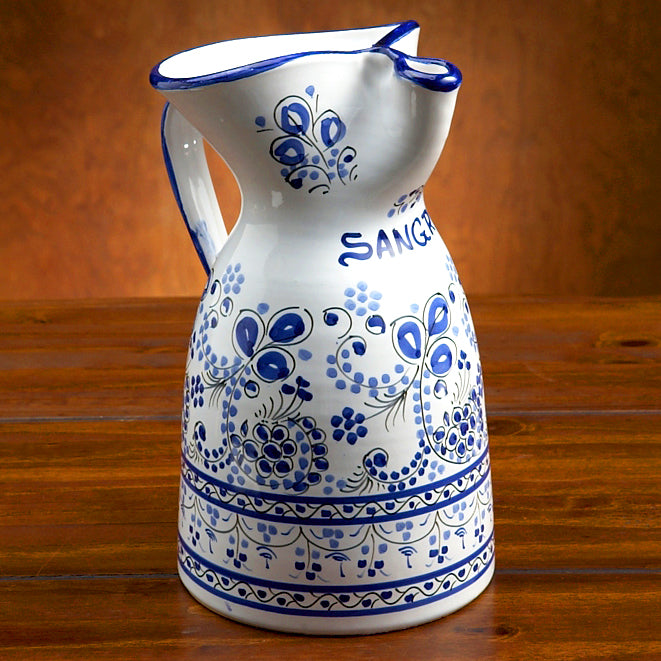 Ceramic Sangría Pitcher - Blue 'Flor' Design