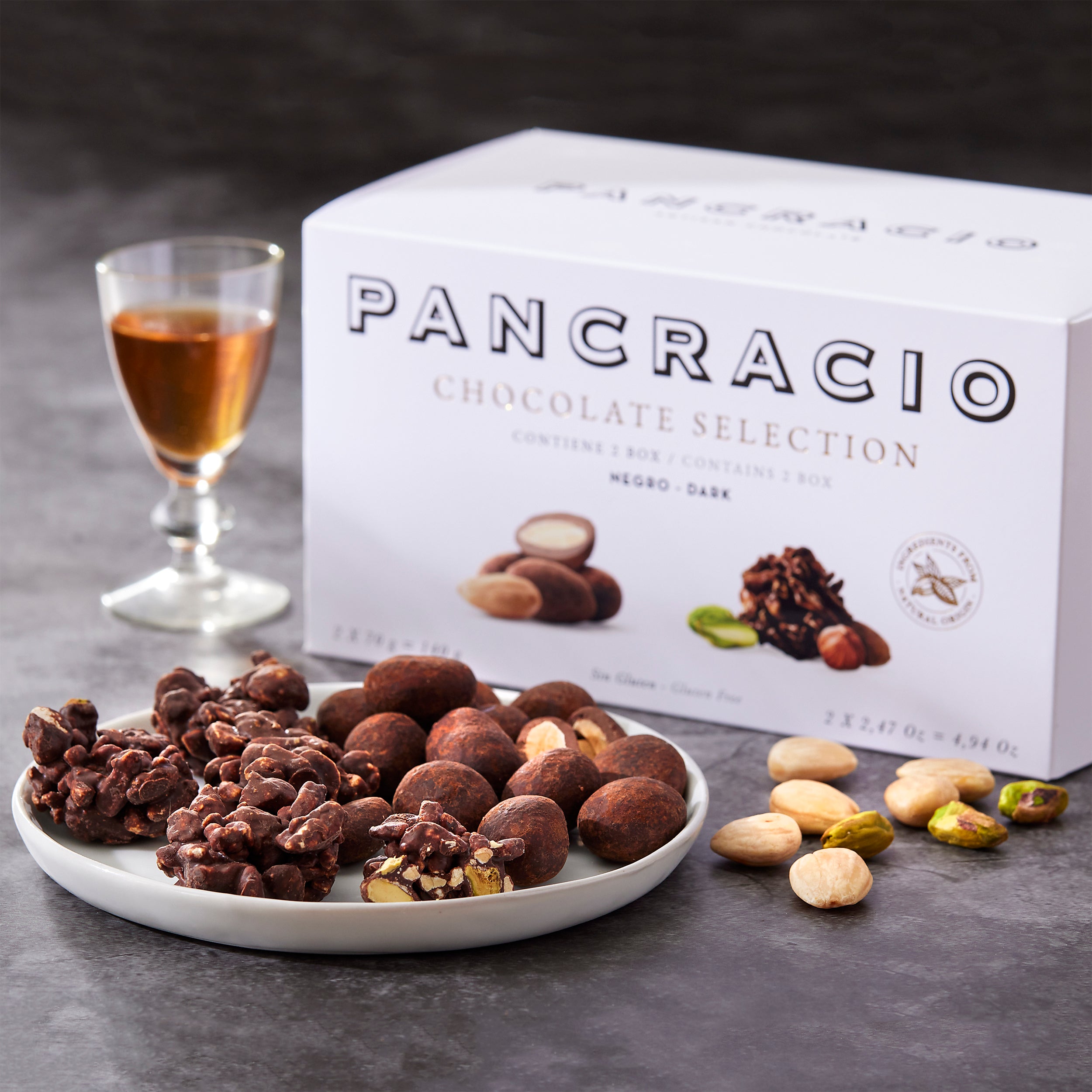 Chocolate Covered Nut Duo in Gift Box by Pancracio
