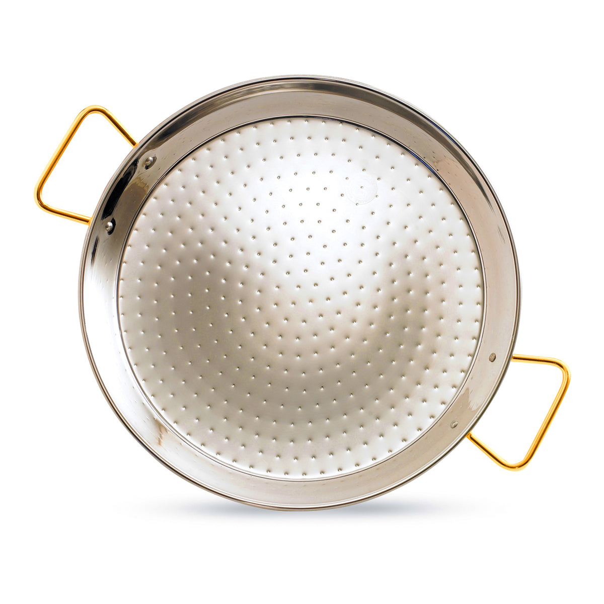 13 Inch Stainless Steel Paella Pan with Gold Handles - Serves 4