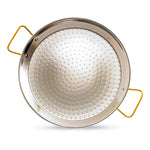 15 Inch Stainless Steel Paella Pan with Gold Handles - Serves 6