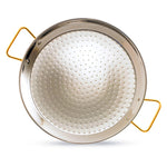 17 Inch Stainless Steel Paella Pan with Gold Handles - Serves 8
