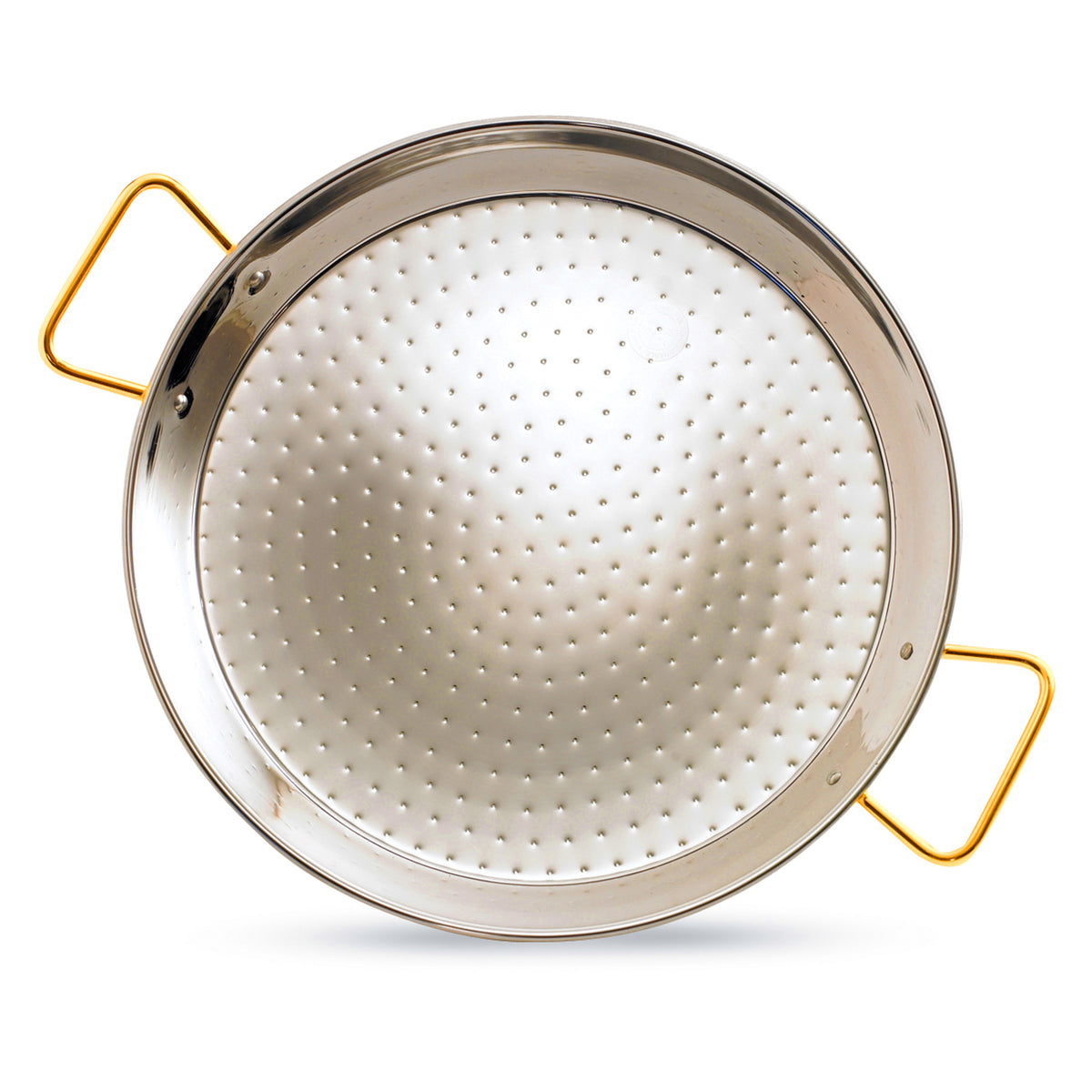 17 Inch Stainless Steel Paella Pan with Gold Handles - Serves 8