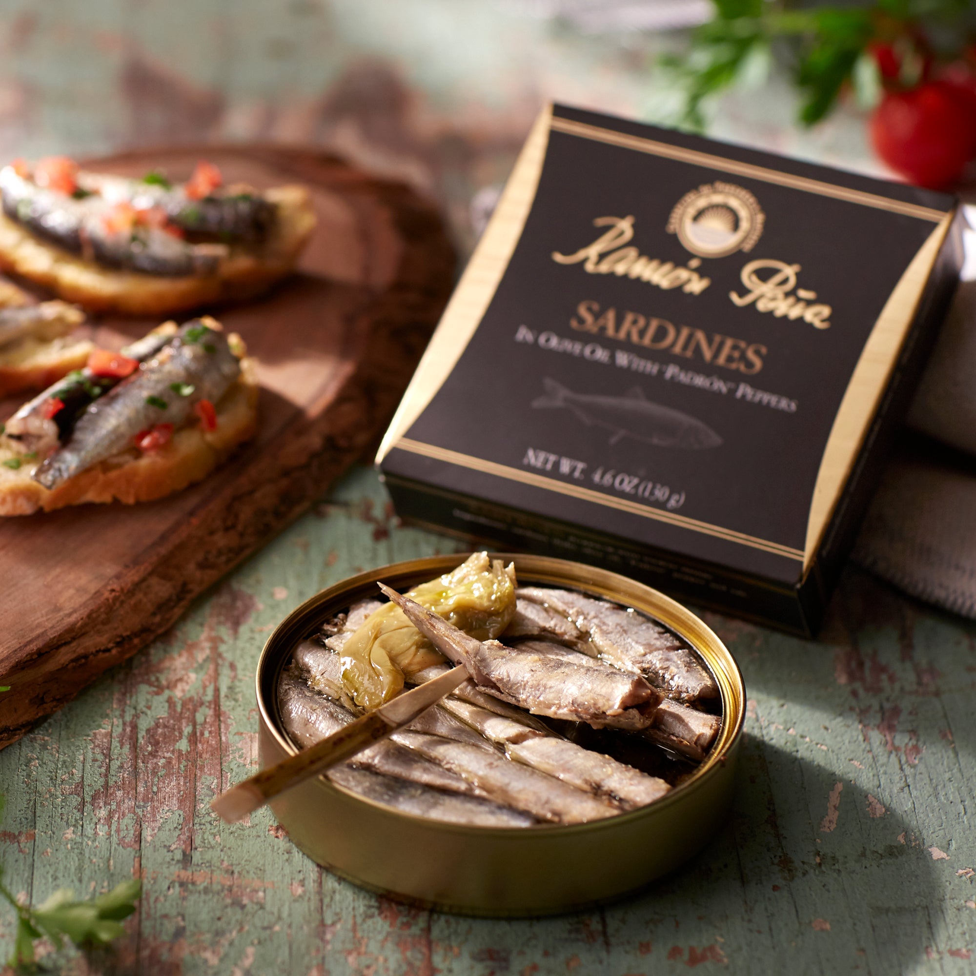 Sardinillas in Olive Oil with Padrón Peppers by Ramón Peña