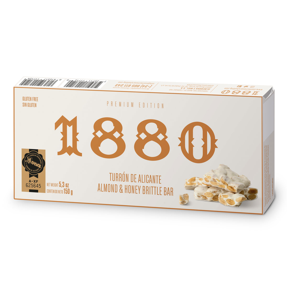 All Natural Crunchy Alicante Turrón Candy by 1880 - 5.3 Ounces