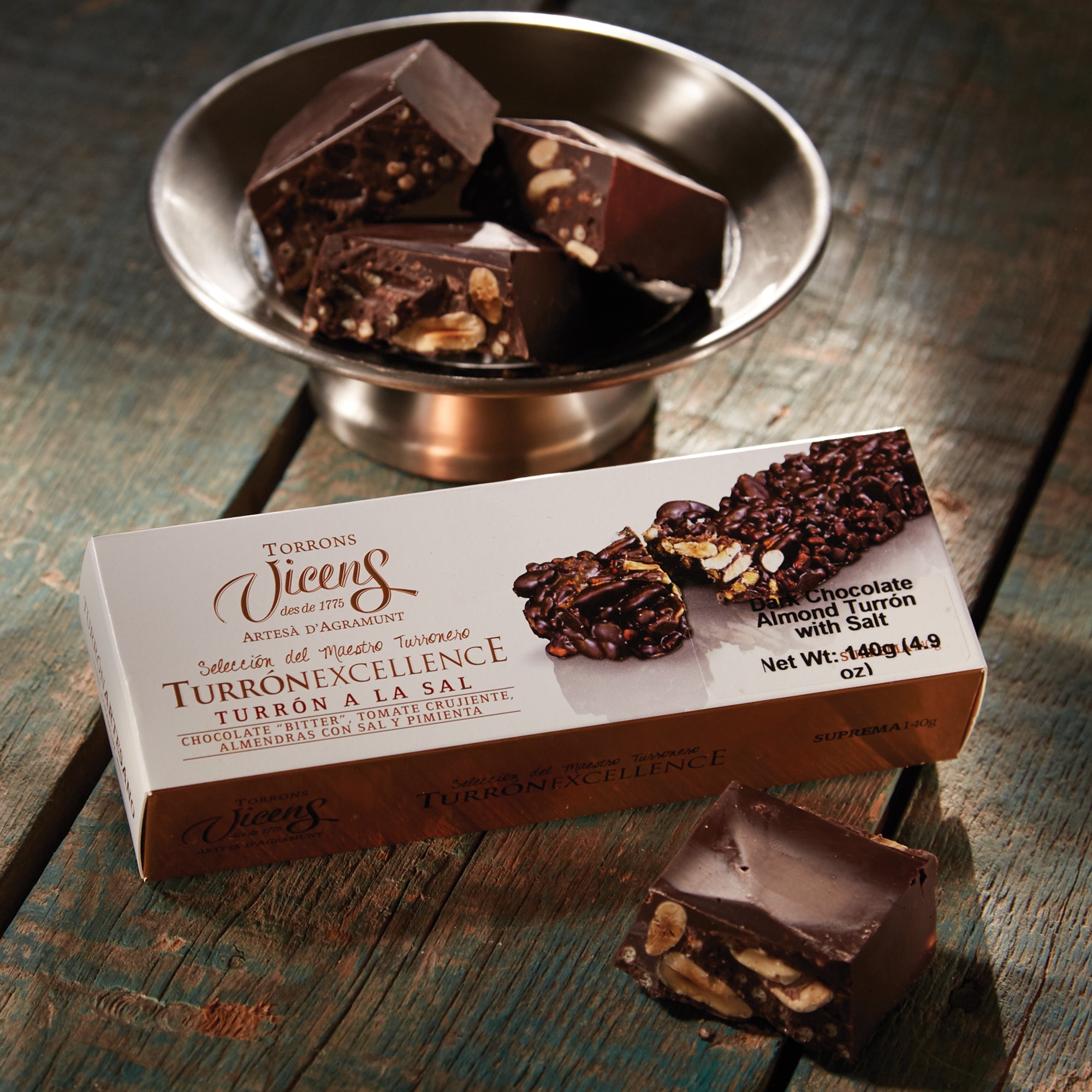Dark Chocolate and Almond Turrón with Sea Salt by Vicens
