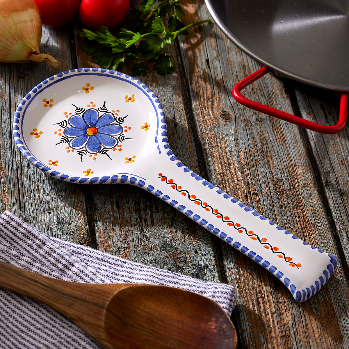 Ceramic Spoon Rest - Colorful 'Flor' Design