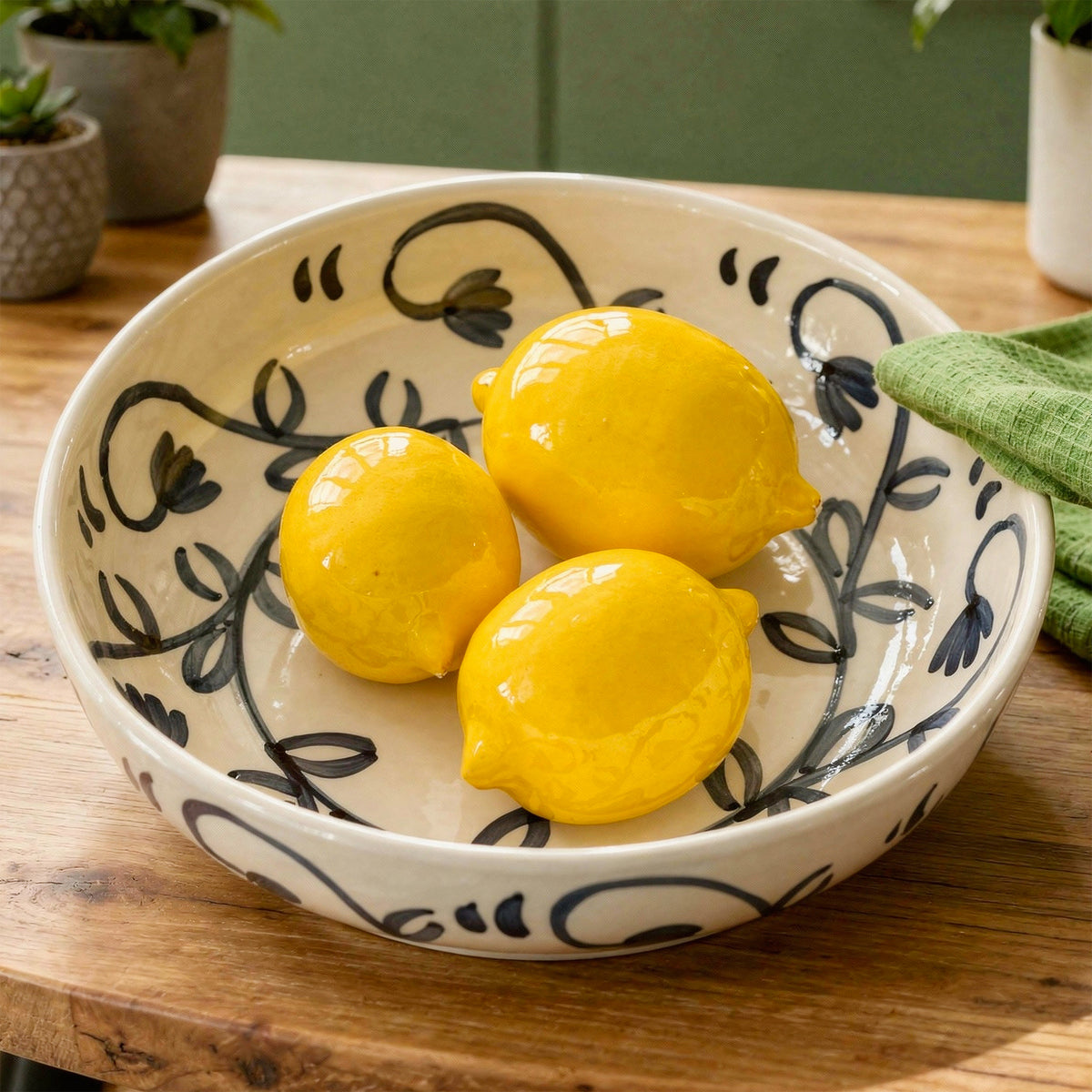 Large Ceramic Bowl with Córdoba Design - 11 Inches