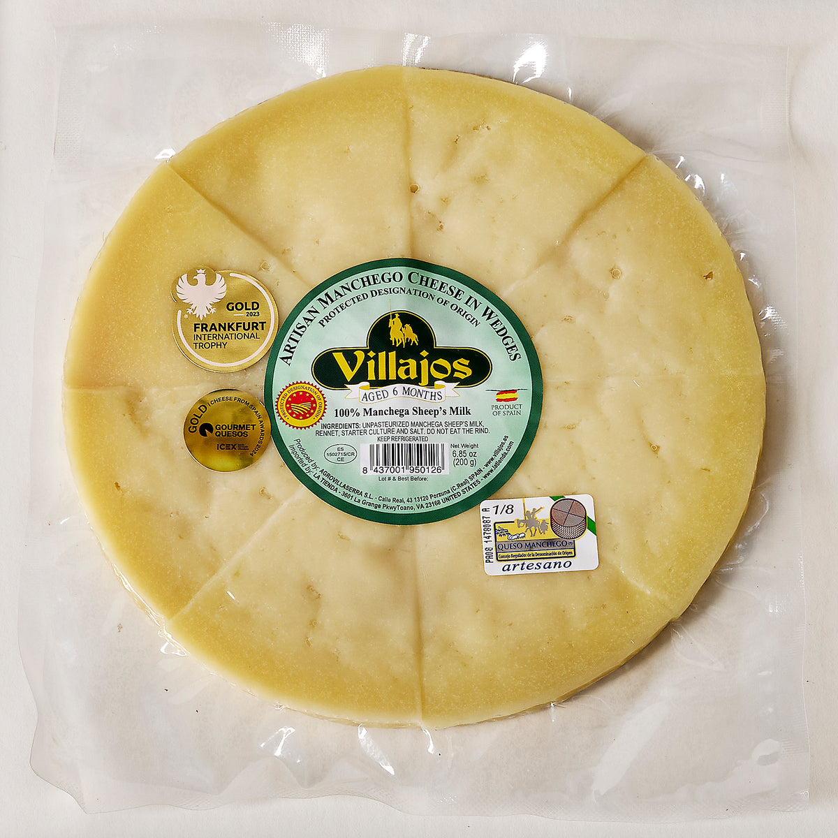 Hand-Cut Reserva Manchego Cheese Tray by Villajos - 7 Ounces