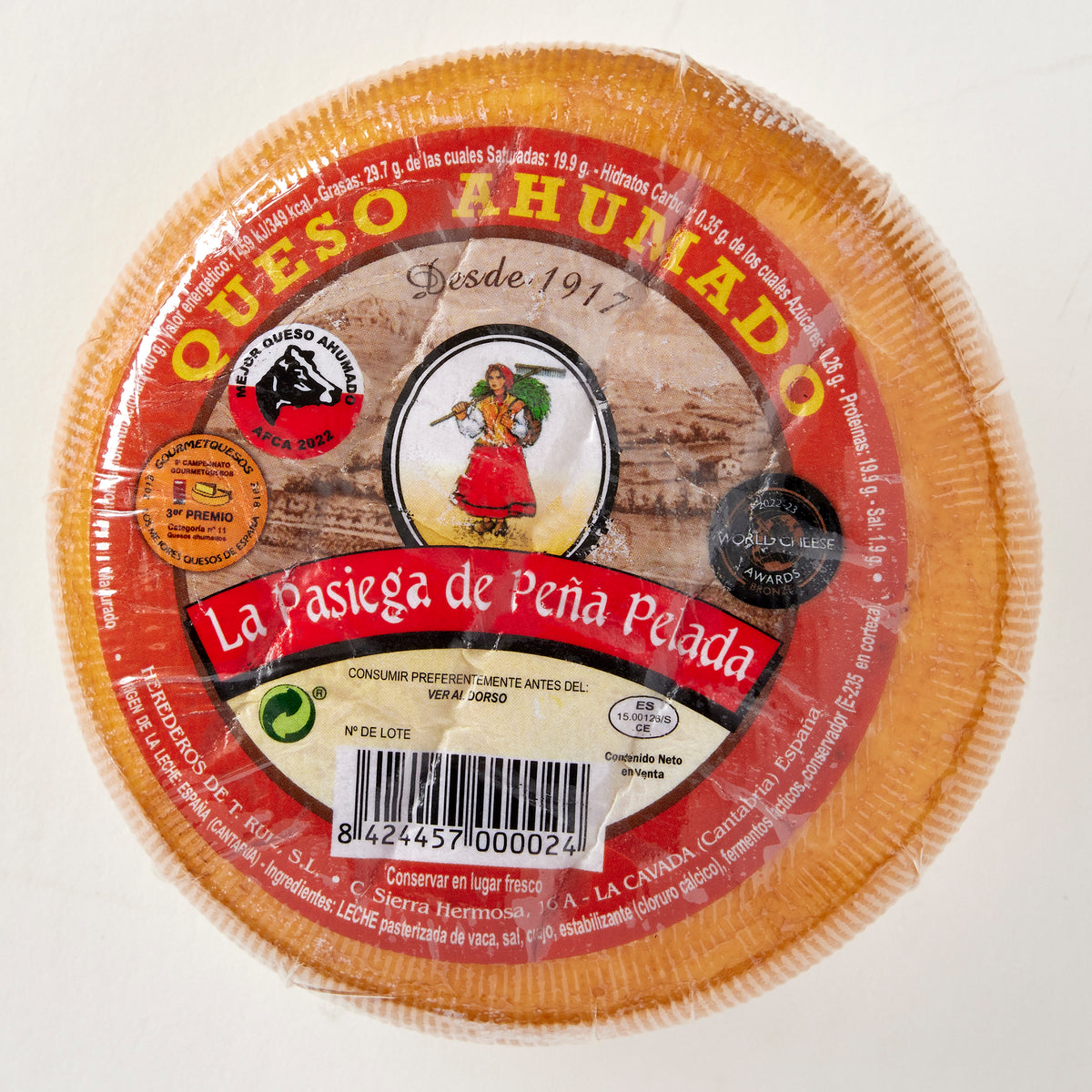 Creamy Smoked Cow's Milk Cheese by Pasiega de Peña Pelada - 1.2 Pounds