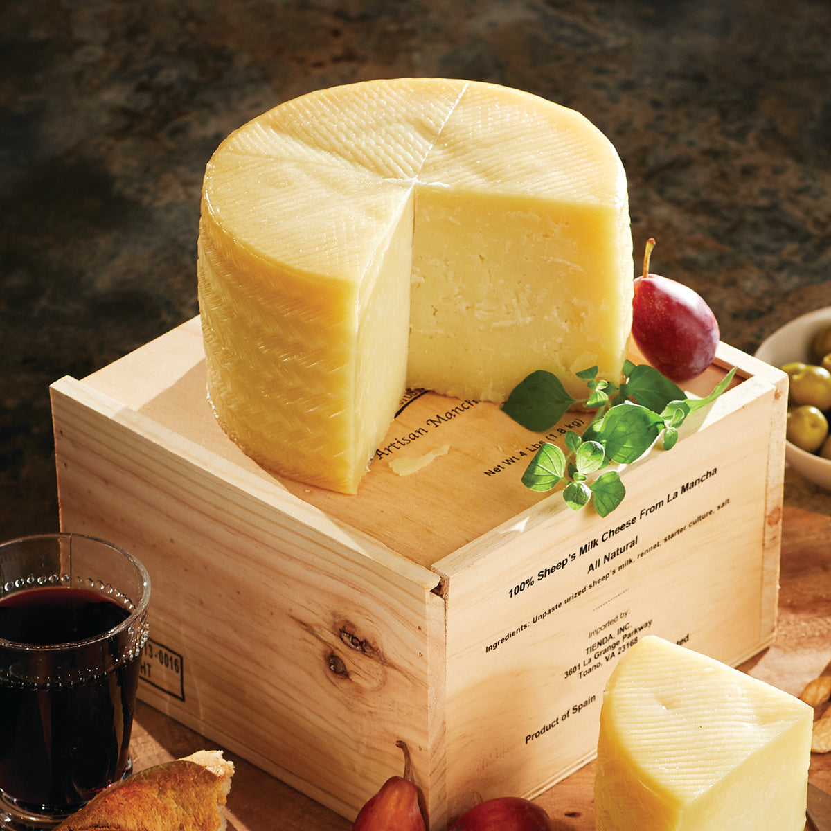 Villajos Artisan Manchego Cheese in Wooden Box - 4 Pounds