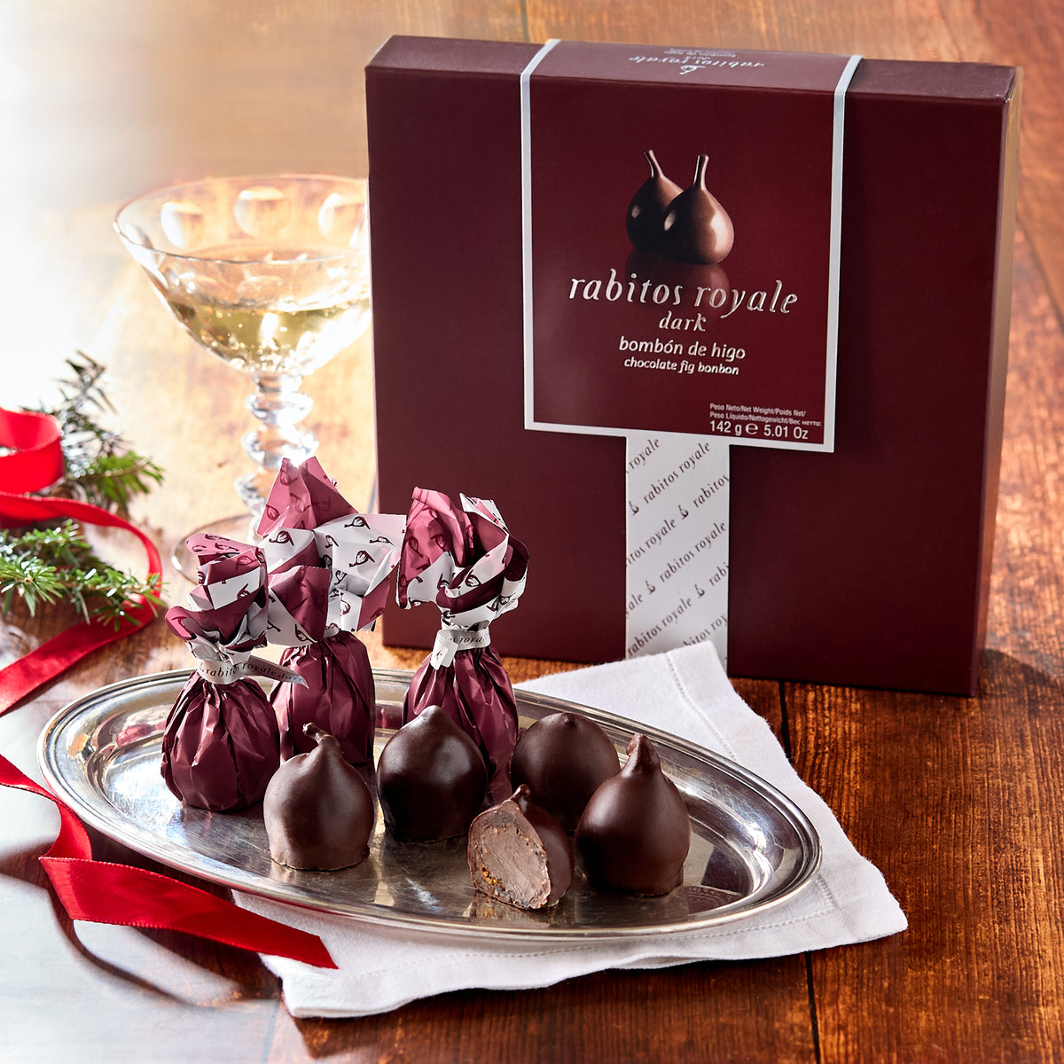 Rabitos Royale Gourmet Dark Chocolate Stuffed Fig Bonbons (8 Pieces)