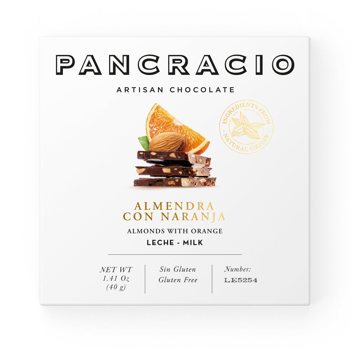 Milk Chocolate Bar with Almonds and Candied Orange by Pancracio