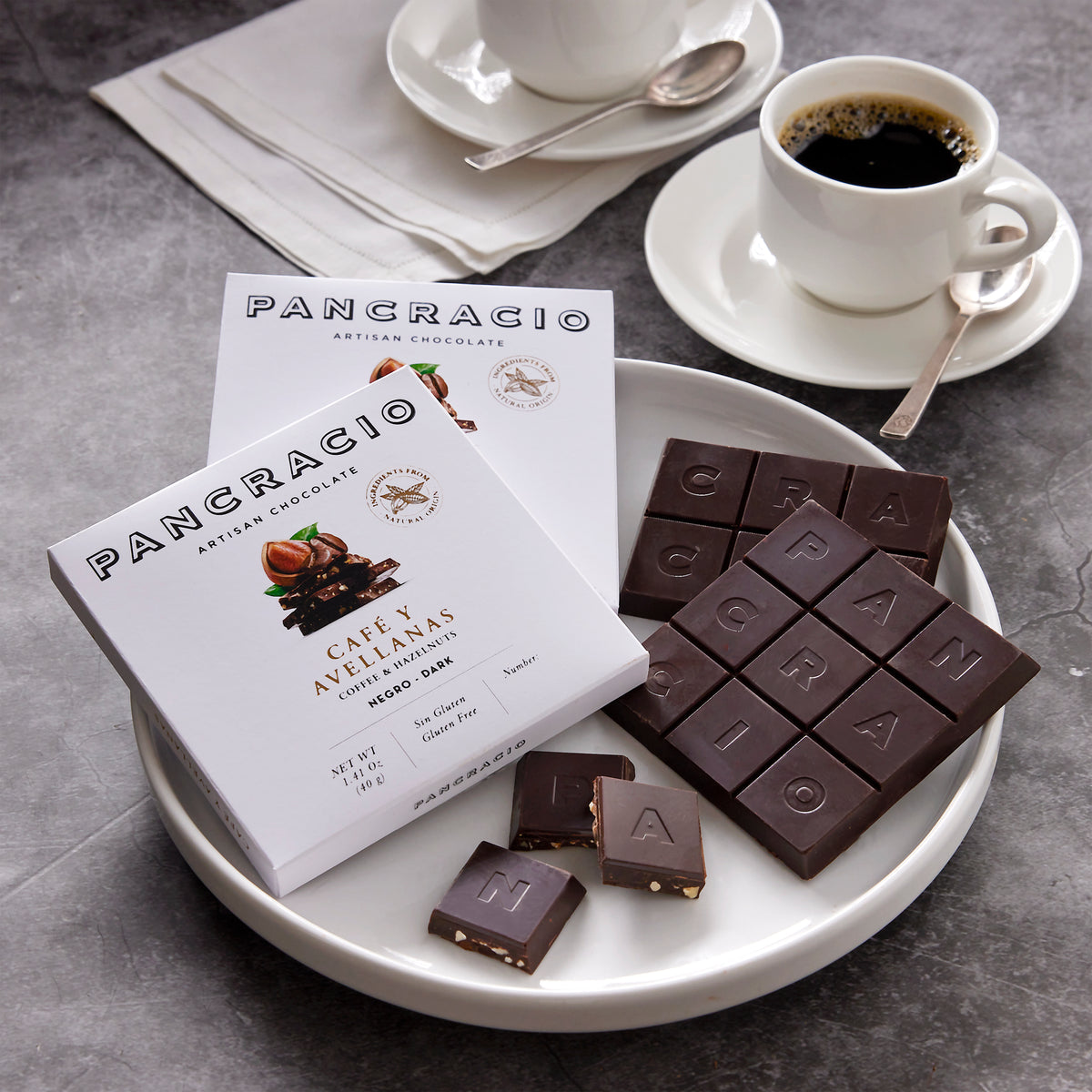 Dark Chocolate Bar with Hazelnuts and Arabica Coffee by Pancracio
