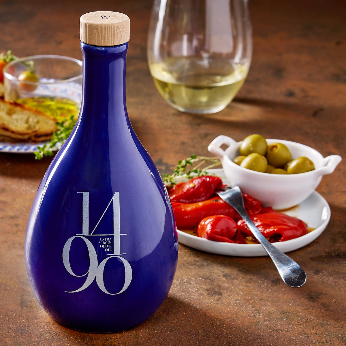 Blue Jewel Bottle of Extra Virgin Olive Oil by 1490
