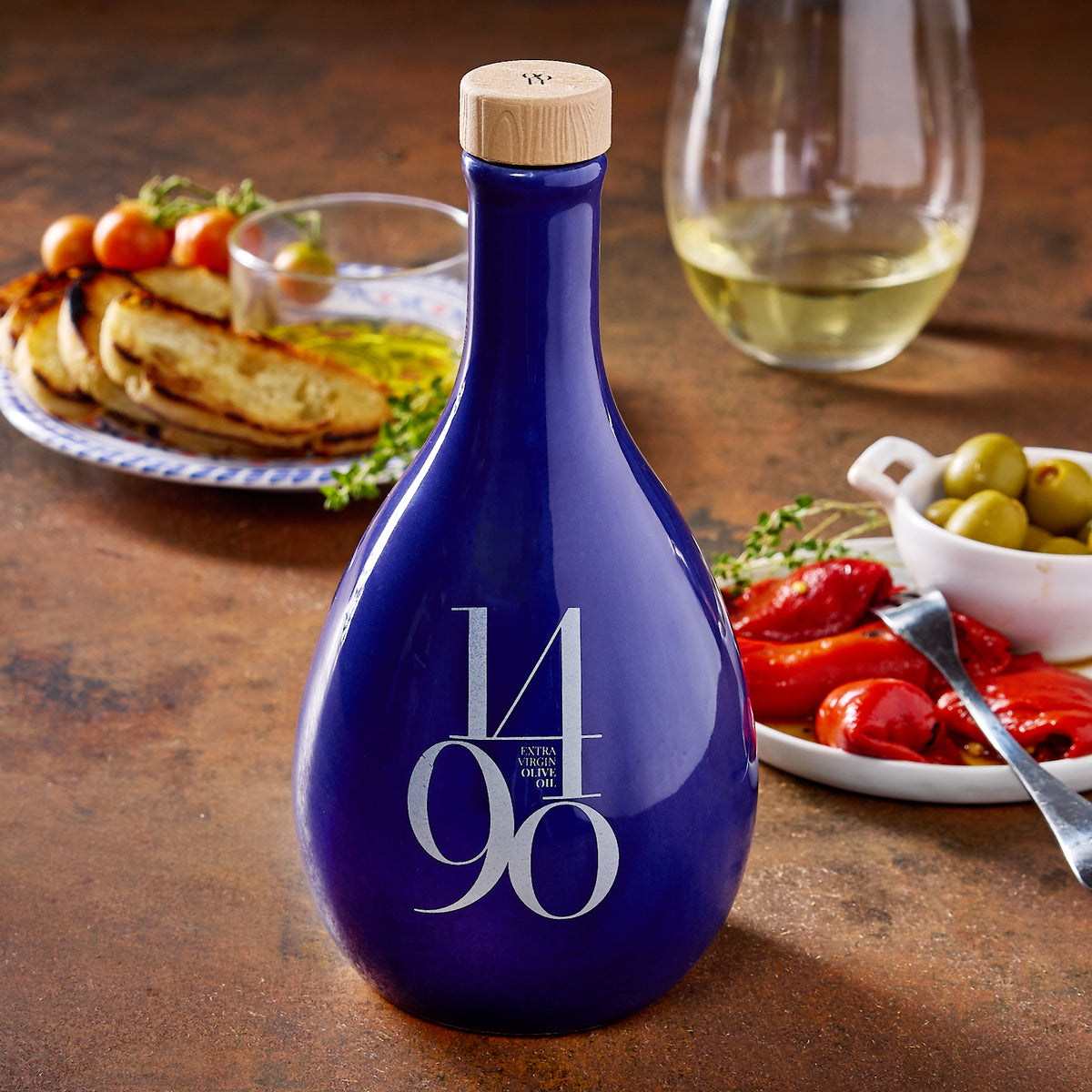 Blue Jewel Bottle of Extra Virgin Olive Oil by 1490